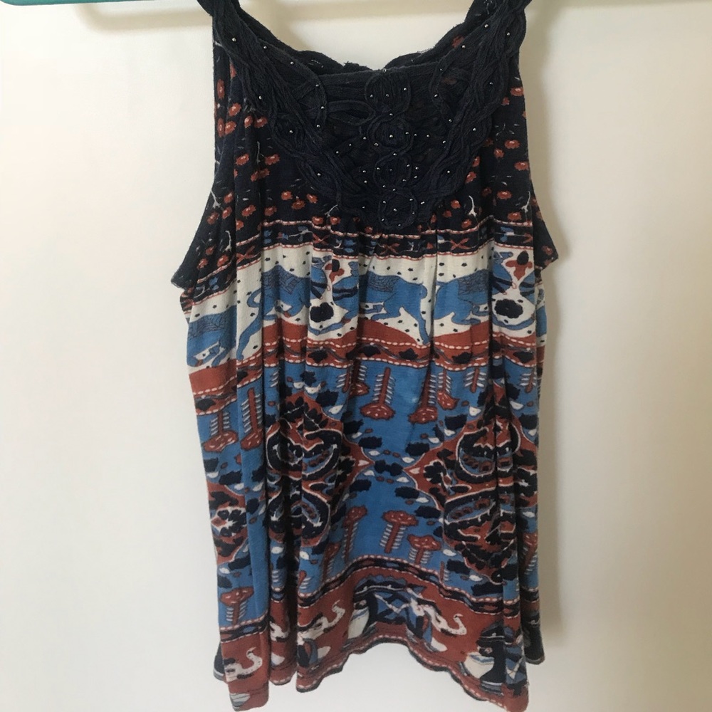 Lucky brand navy embroidered Tank